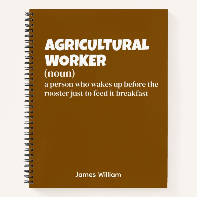 Definition von "Funny Agricultural Worker" Notizbuch (Vorderseite)