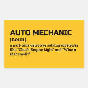 Definition von "Funny Auto Mechanism" Rechteckiger Aufkleber