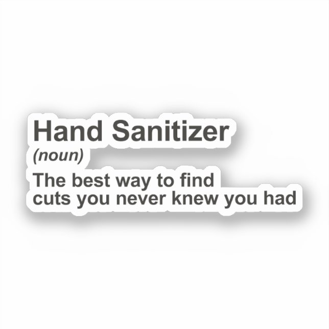 Definition von "Funny Hand Sanitizer" Aufkleber (Vorderseite)