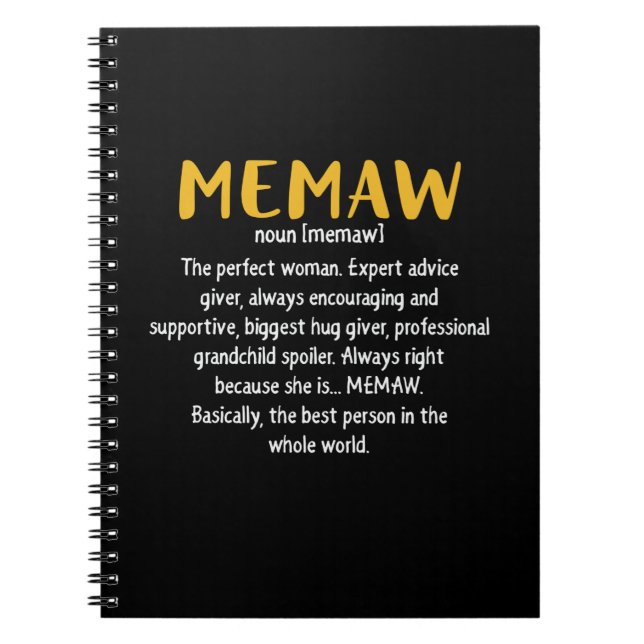 Definition von Mutter Art Memaw Notizblock (Vorderseite)
