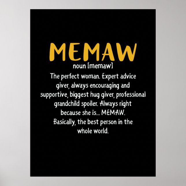 Definition von Mutter Art Memaw Poster (Vorne)