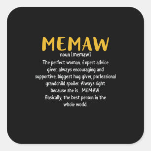Definition von Mutter Art Memaw Quadratischer Aufkleber