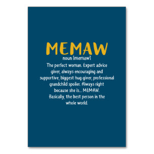 Definition von Mutter Art Memaw Tischnummer