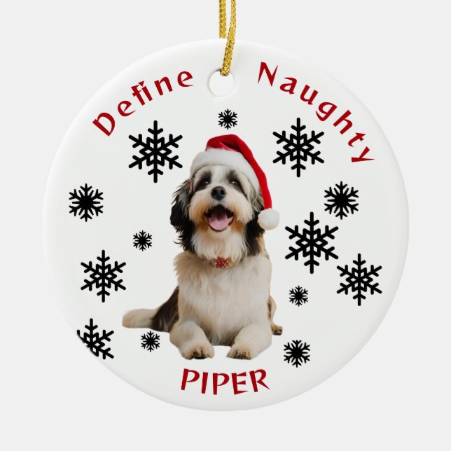 Definition von Naughty Havanese Hund Weihnachtsman Keramik Ornament (Vorne)