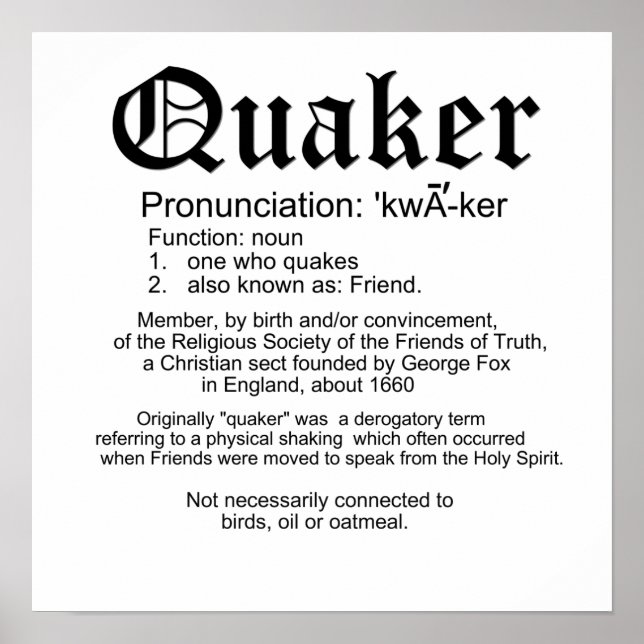 Definition von Quaker Poster (Vorne)