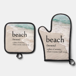Definition von STRAND an der Küste Ofenhandschuh & Topflappen-Set