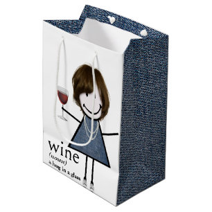 Definition von Wein mit Strichmännchen Mittlere Geschenktüte