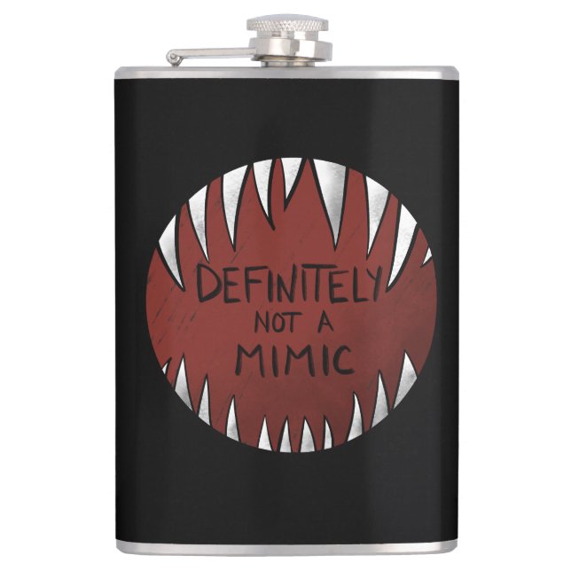 Definitiv kein Mimic D&D Gaming Geschenke Flachmann (Vorderseite)