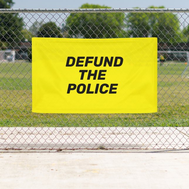 Defund the Police gelb moderne schwarze Typografie Banner (Insitu)
