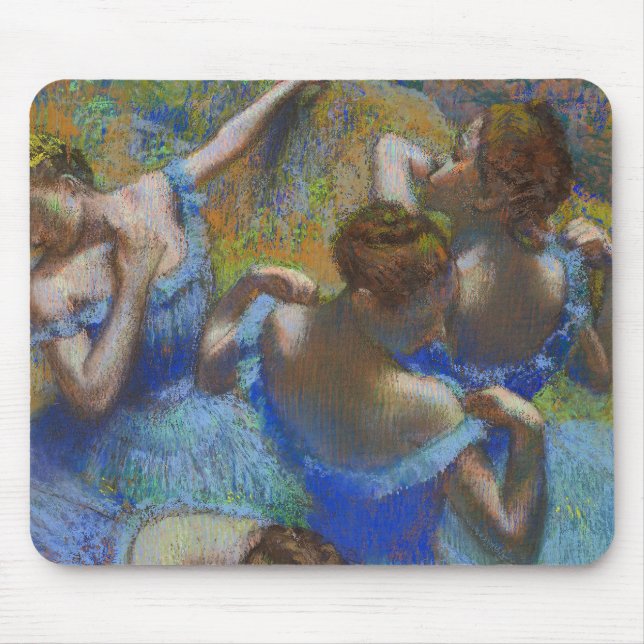 Degas Blaue Tänzerinnen Pastell-Feinbild Meisterwe Mousepad (Vorne)