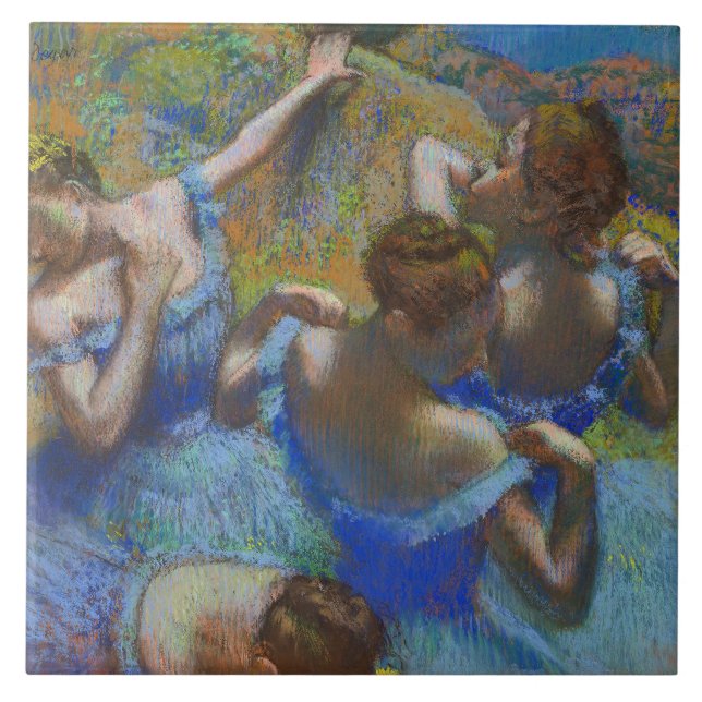 Degas Blue Dancers Pastel Fine Art Masterpiece Fliese (Vorderseite)