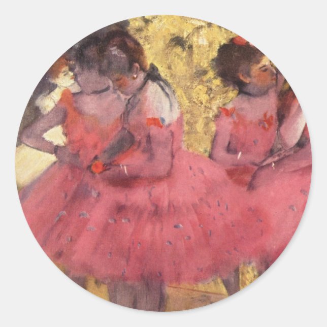 Degas: Die rosa Tänzer Runder Aufkleber (Vorderseite)