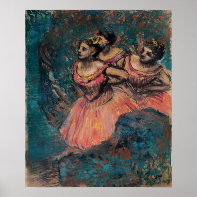 Degas - Drei Tänzer in rotem Kostüm Poster (Vorne)