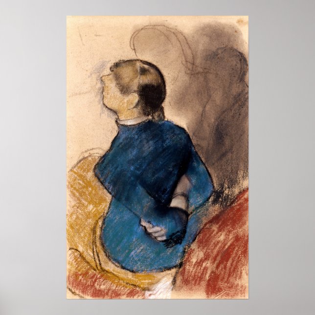 Degas - Junge Frau in blau Poster (Vorne)