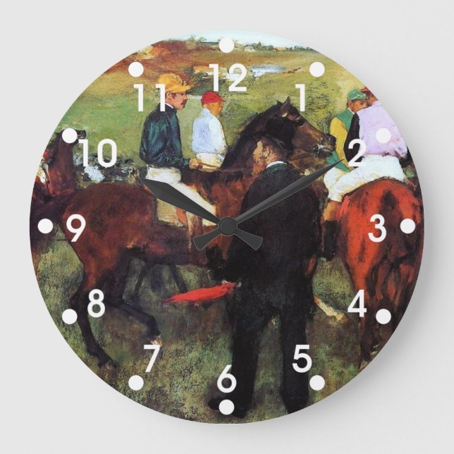 Degas - Racehorses Große Wanduhr (Vorderseite)