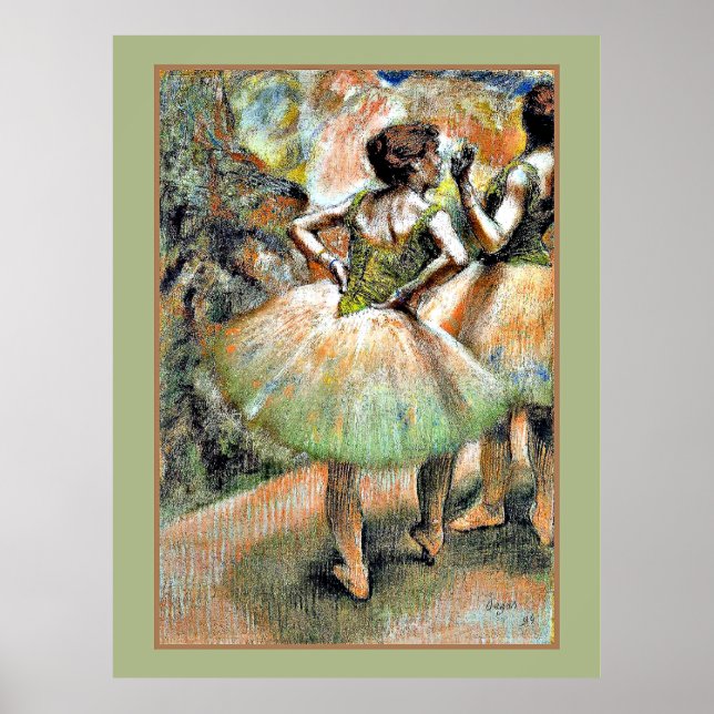 Degas - Tänzer, rosa und grün Poster (Vorne)