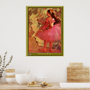Degas - Tänzerin im rosa Kleid Poster
