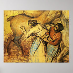 Degas - Zwei Wäscherinnen und ein Pferd 1902 Poster
