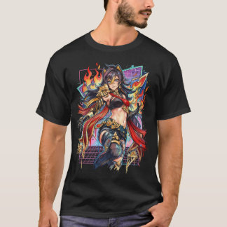 Dehya Genshin Impact Claymore Pyro Krieger Vaporwa T-Shirt