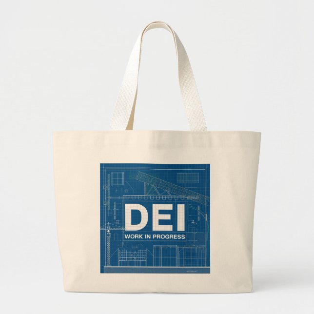 DEI Work Blueprint Technischer Zeichn Tote Bag Jumbo Stoffbeutel (Vorne)