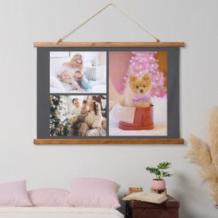 Dein 3 Familienfotos Hängender Teppich Wandteppich Mit Holzrahmen