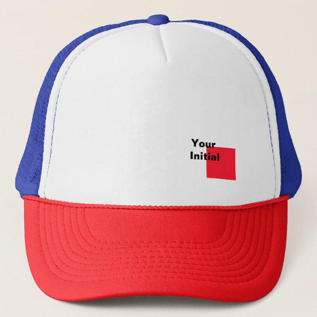 Dein Anfangsmonogramm Rot Weiß Blau Truckerkappe (Vorderseite)