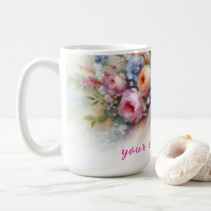 Dein benutzerdefinierter Text Wasserfarben Blumen  Kaffeetasse