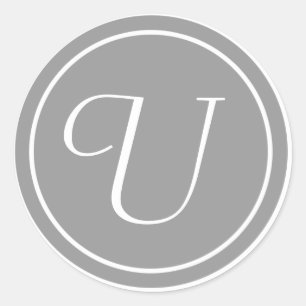 Dein Brief, Monogramm U, Anfangsbuchstabe Grau Runder Aufkleber