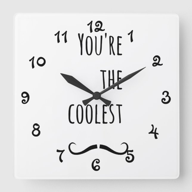 Dein Cooler Schnurrbart Quadratische Wanduhr (Vorderseite)