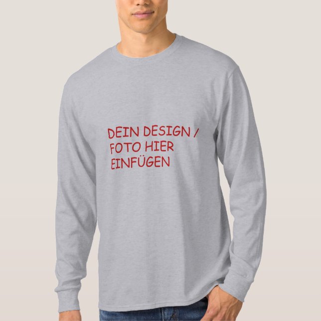 DEIN DESIGN / FOTO Herren Langarmshirt Shirt grau (Vorderseite)