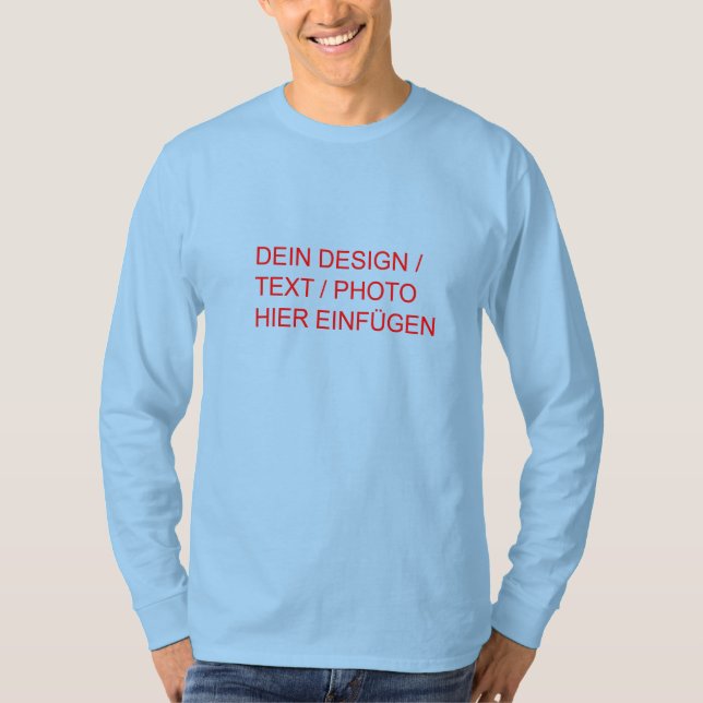 DEIN DESIGN/TEXT/FOTO Herren Langarmshirt hellblau T-Shirt (Vorderseite)