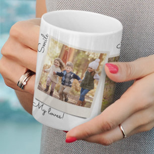 Dein eigener Bilderrahmen für drei Vintage-Sofortb Kaffeetasse
