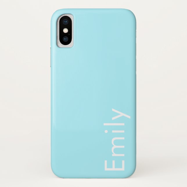 Dein eigener Name oder Wort | Sanftes Himmelblau Case-Mate iPhone Hülle (Rückseite)