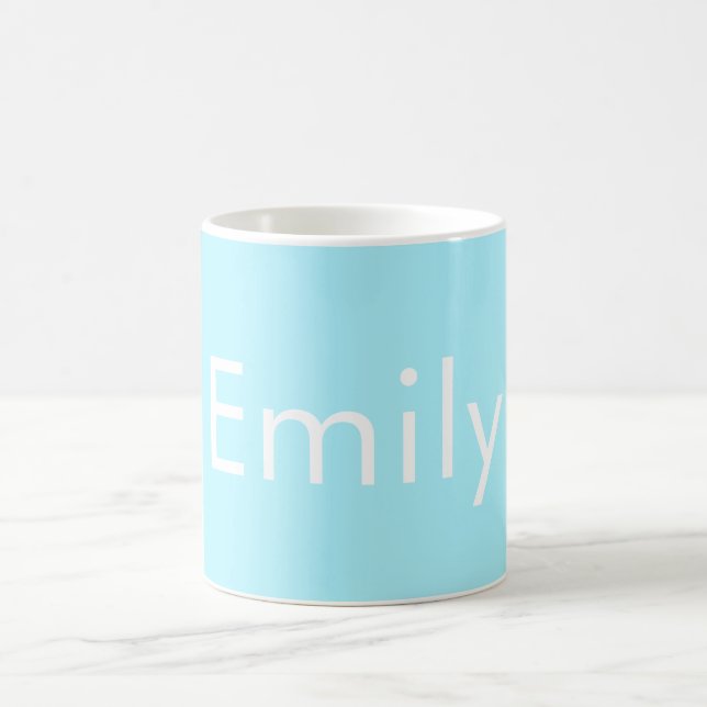 Dein eigener Name oder Wort | Sanftes Himmelblau Kaffeetasse (Mittel)