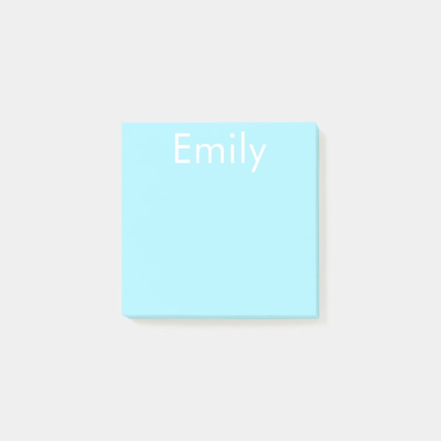 Dein eigener Name oder Wort | Sanftes Himmelblau Post-it Klebezettel (Vorderseite)