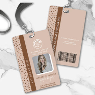 Dein eigenes LOGO Trendy Beige Boho Braun Mitarbei Ausweis