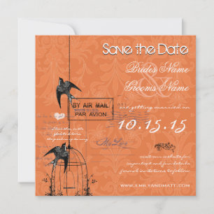 Dein Foto Damast-Vogelkäfig-Hochzeit Save the Date Einladung