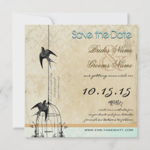 Dein Foto Damast-Vogelkäfig-Hochzeit Save the Date Einladung