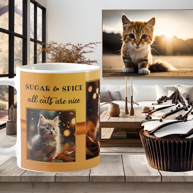 Dein Foto Funny CFall Kaffeetasse (Mug featuring photos of your own cats (optional) framed by a simple design in warm fall colors)