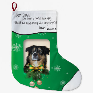 DEIN FOTO Grüne Schneeflocke Ich war gut Hund Xmas Großer Weihnachtsstrumpf