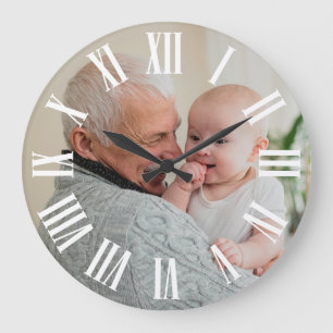 Dein Foto hier Fette römische Ziffern Große Wanduhr