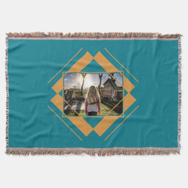 DEIN FOTO in Geometrischem Muster werfen Decke (Vorderseite)