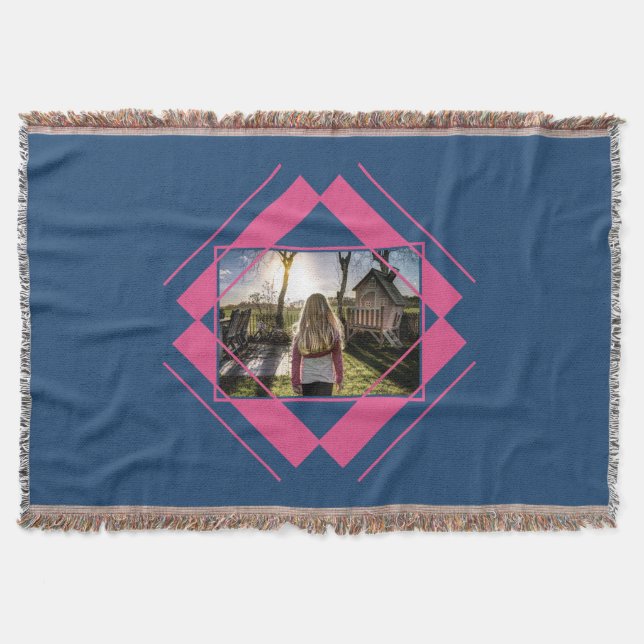 DEIN FOTO in Geometrischem Muster werfen Decke (Vorderseite)