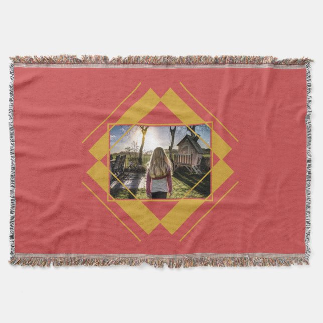 DEIN FOTO in Geometrischem Muster werfen Decke (Vorderseite)