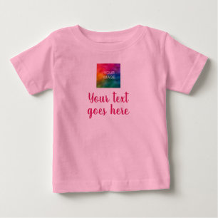 Dein Foto & Skripttext Trendy Template Pink Baby T-shirt