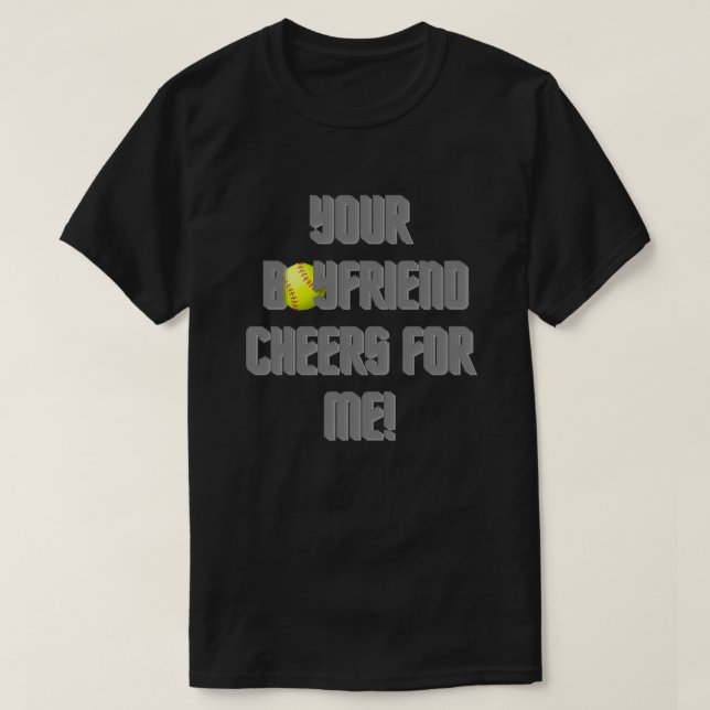 Dein Freund jubelt mich beim Softball in Grau T-Shirt (Design vorne)