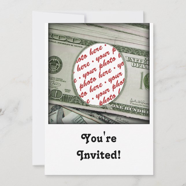 Dein Gesicht auf dem $100 Bill! Add-A-Foto Einladung (Vorderseite)