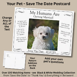 Dein Haustier-Foto Save The Date Schwarz Weiß Unen Postkarte