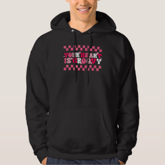 Dein Herz ist Groovy Rosa Valentinstag-Grafik Hoodie