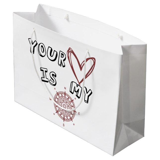 Dein Herz ist mein Kompass Große Geschenktüte (Rückseite Schrägansicht)